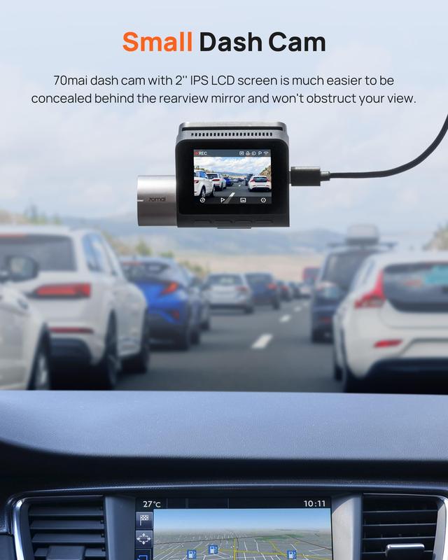 Dash Cam 70mai A500S 2.7K UHD frontal e traseira com WiFi GPS 2